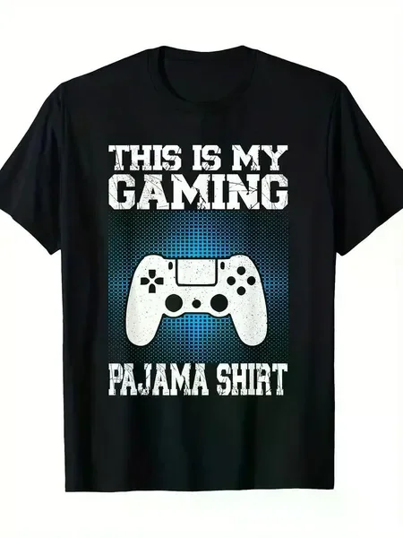 

Men's 100% Cotton 'This Is My Gaming' Graphic T-Shirt - Funny Video Game Design, Casual Fit, Black with White & Blue Letteri
