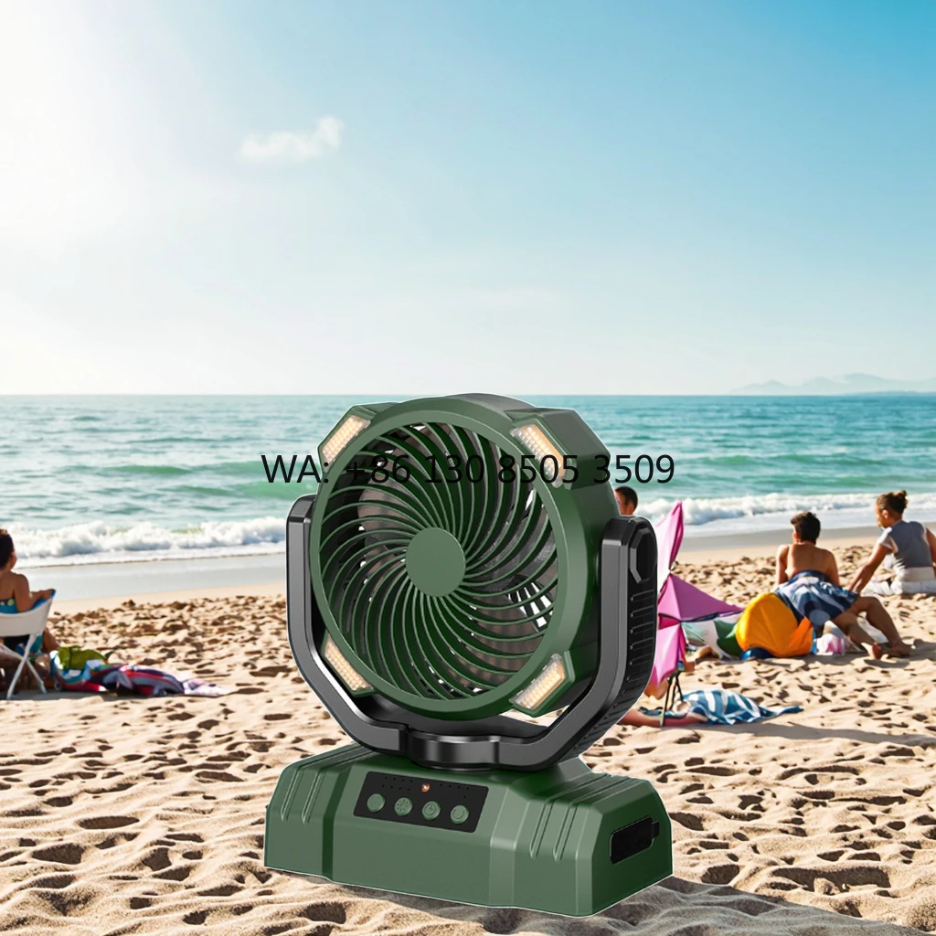 

USB Charging Table Camping Fan with LED Light 10000mAh Desk Ventilateur Rechargeable 4speed Portable Usb Fan for Home