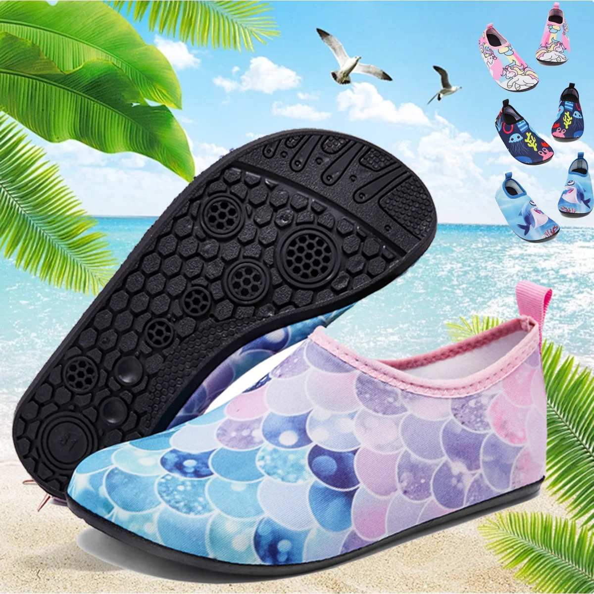 Boy Girl Breathable Lightweight Barefoot Beach Aqua Shoe Children Upstream Water Shoes Quick Dry Non-Slip Seaside Swimming Shoe