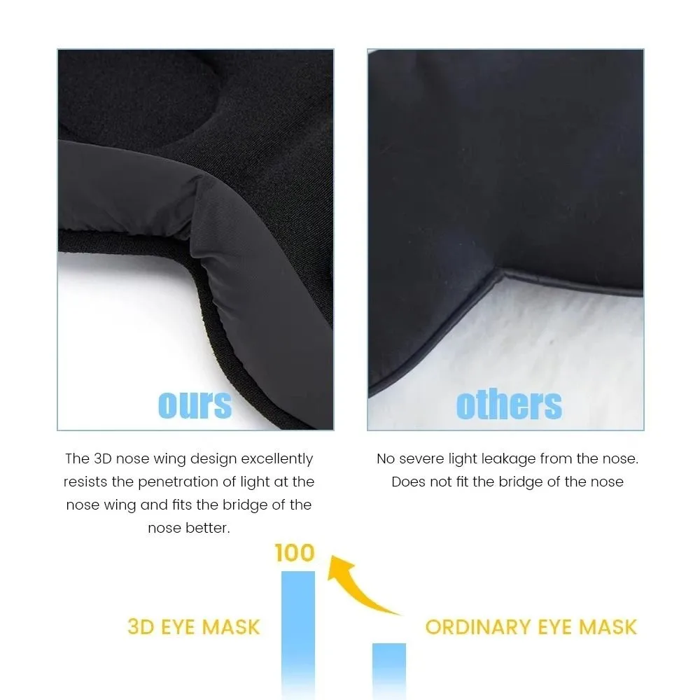 Soft Foam Sleep Mask Comfy Material Padded Design 3D Ice Silk Eye Mask 3D Shape Blockout Light Blockout Light Eye Mask Relax Aid