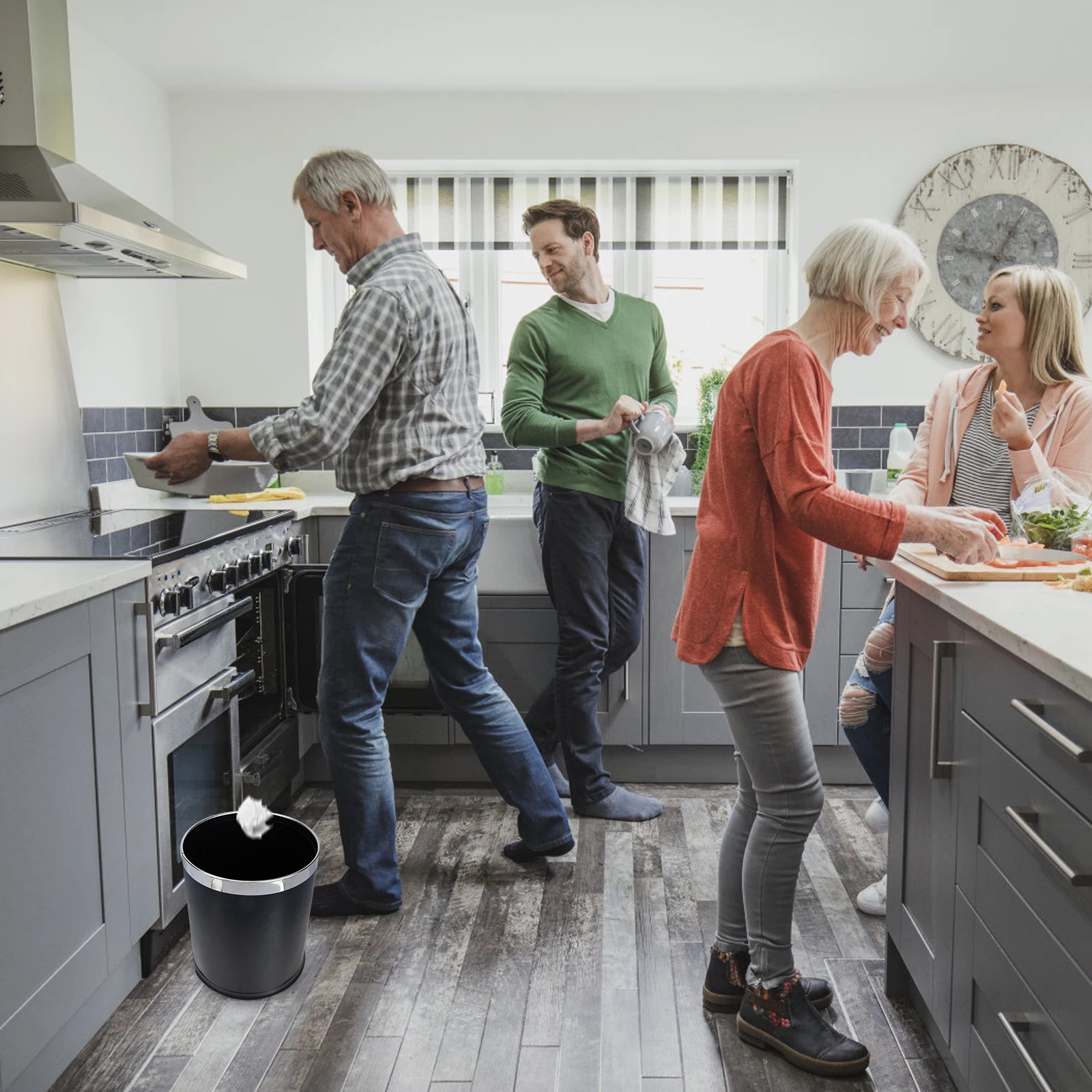 

Double Compartment Trash Can Bathroom Garbage Container Home Waste Bin Plastic Storage Kitchen Bedroom Office Convenient