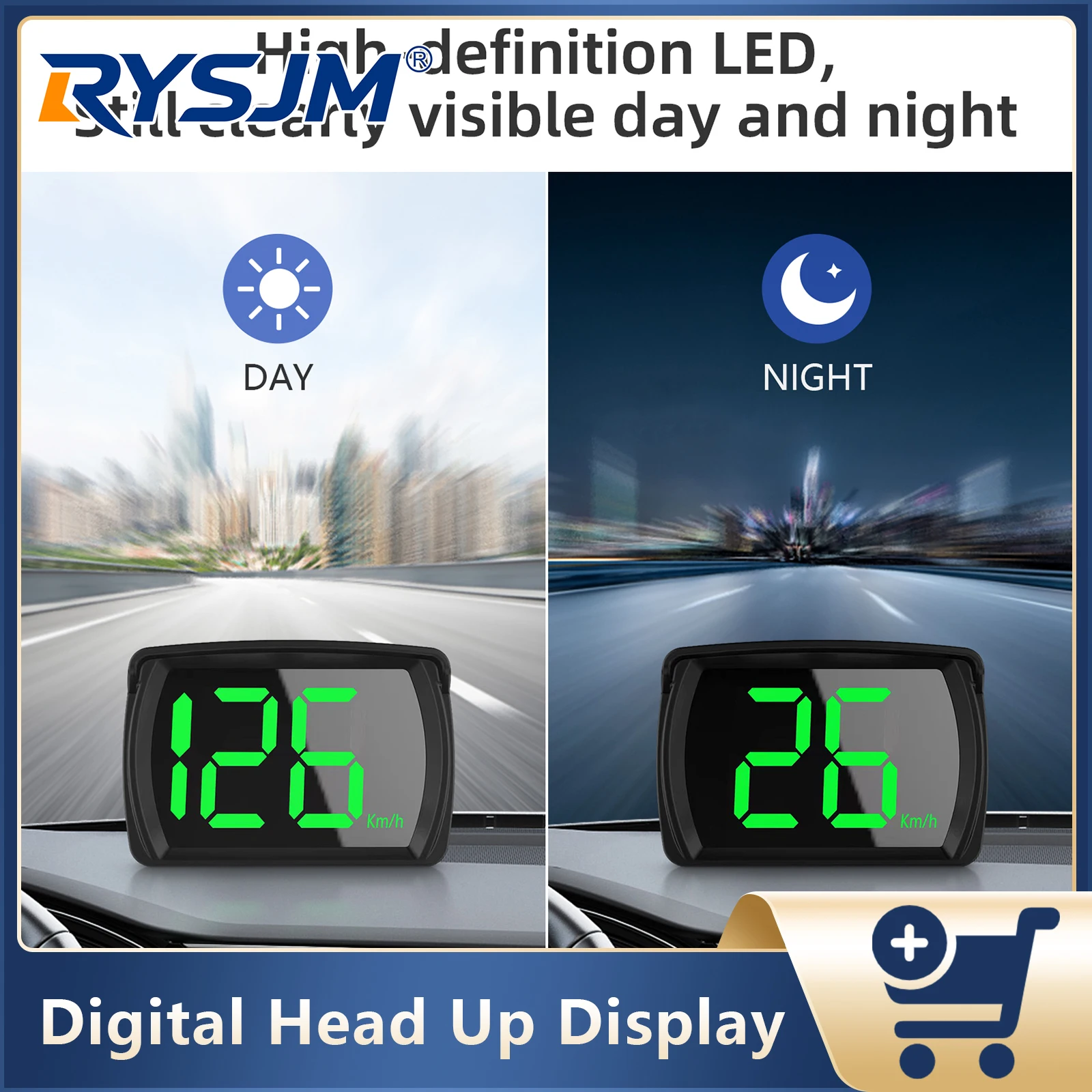 Y03 차량용 GPS, HUD(헤드업 디스플레이) 기능, KMH/MPH 속도 표시, 모든 차량에 사용 가능한 디지털 속도계, 큰 글씨로 표시되는 차량용 전자 액세서리
