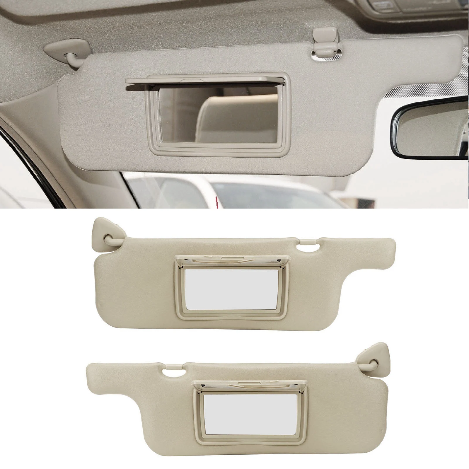 2 Stück Auto Sonnenblende grau Make-up Spiegel Sonnenschutz platte für Toyota Corolla bis