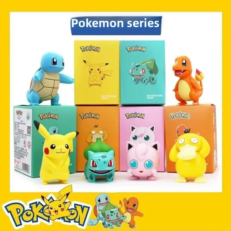 

6 Styles Pokemon Blind Box PVC Figure, 5-8cm, Pikachu Charmander Squirtle Bulbasaur Psyduck Jigglypuff, Anime Collectible Gift