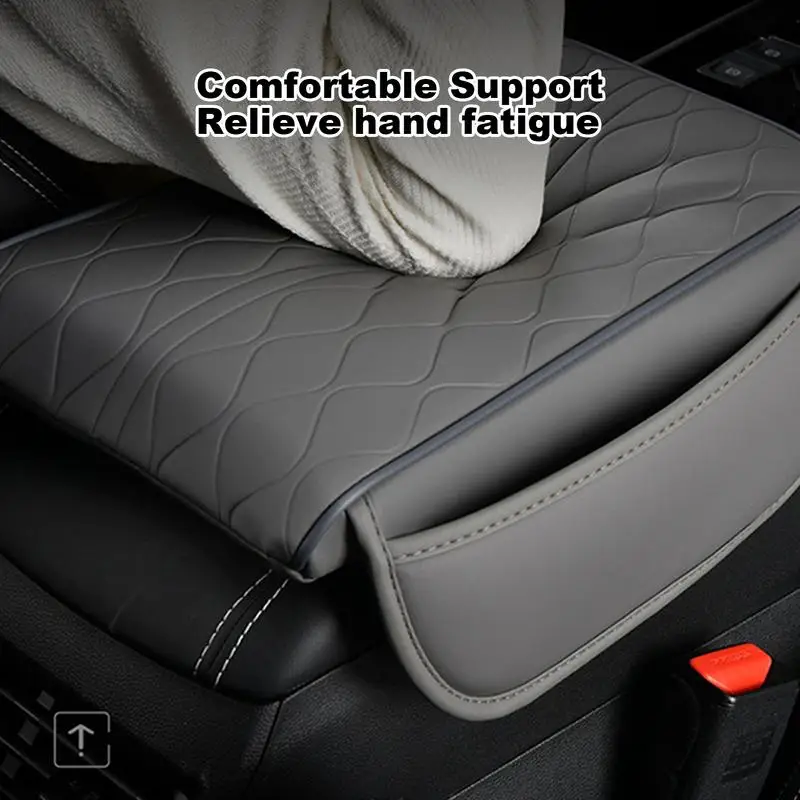Car Armrest Pad Car Armrest Pad Waterproof Leather With Storage Pockets 2 In 1 Automotive Elbow Rest Box Cover For Comfortable