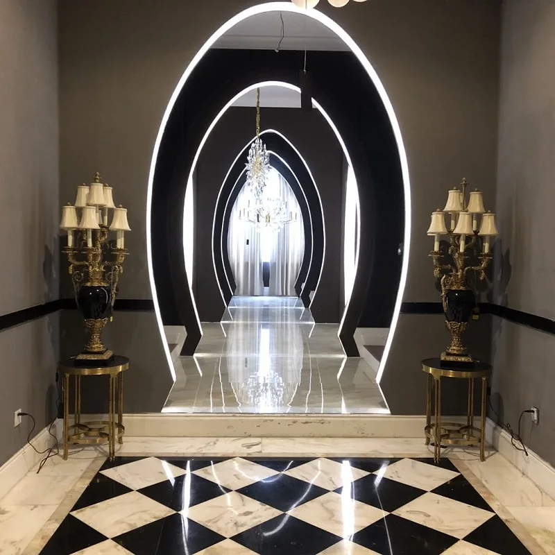 Design luxury side marble stone classical electric green diode bronze copper luxury villa brass tube lamp accessories