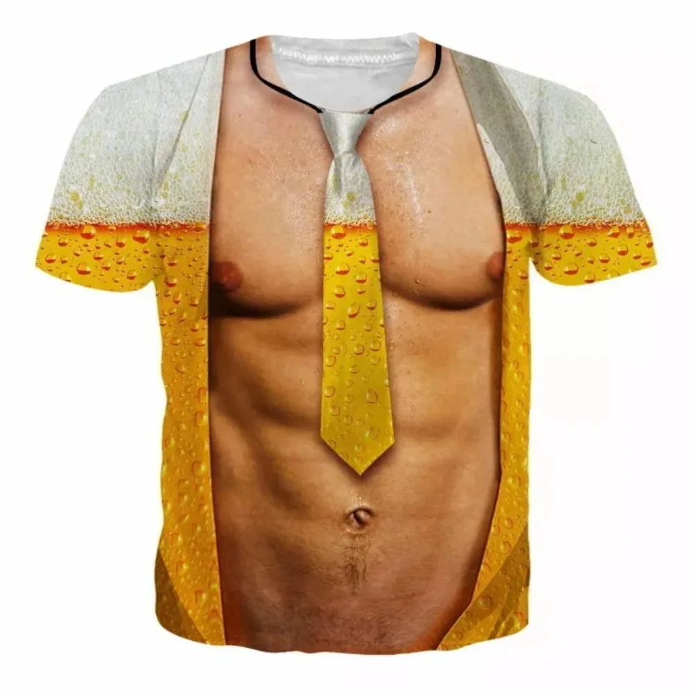 Rollenspiel-T-Shirt mit lustigem Muskelmuster, 3D-Druck, atmungsaktiv, schnell trocknend, für Männer und Frauen, Outdoor, Streetwear, lässige Mode, Eltern-Kind-Kleidung – Detail 6