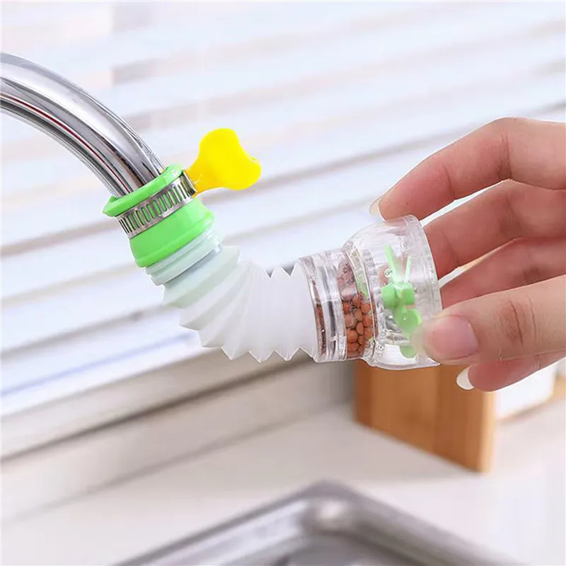 ก๊อกน้ําห้องครัว Water Saver Telescopic ห้องน้ําน้ําประปา 360 °   อ่างล้างจานหัวฉีดสเปรย์ป้องกันการสาดแบบหมุนสําหรับล้างผัก