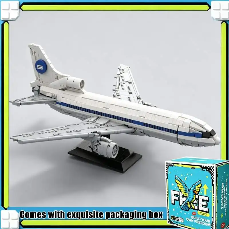 2196PCS Classic Three Engine Jet Airliner Model With Interior Custom Puzzle DIY Creative Assembly Build Block Toy Gift Display