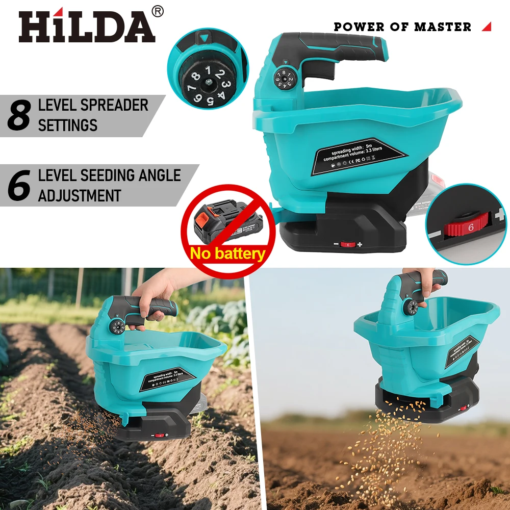 

HILDA 3.3L Electric Spreader 6 Gears Power Tools Grass Vegetable Seeder Agricultural Fertilizer Sowing Integrated Machine