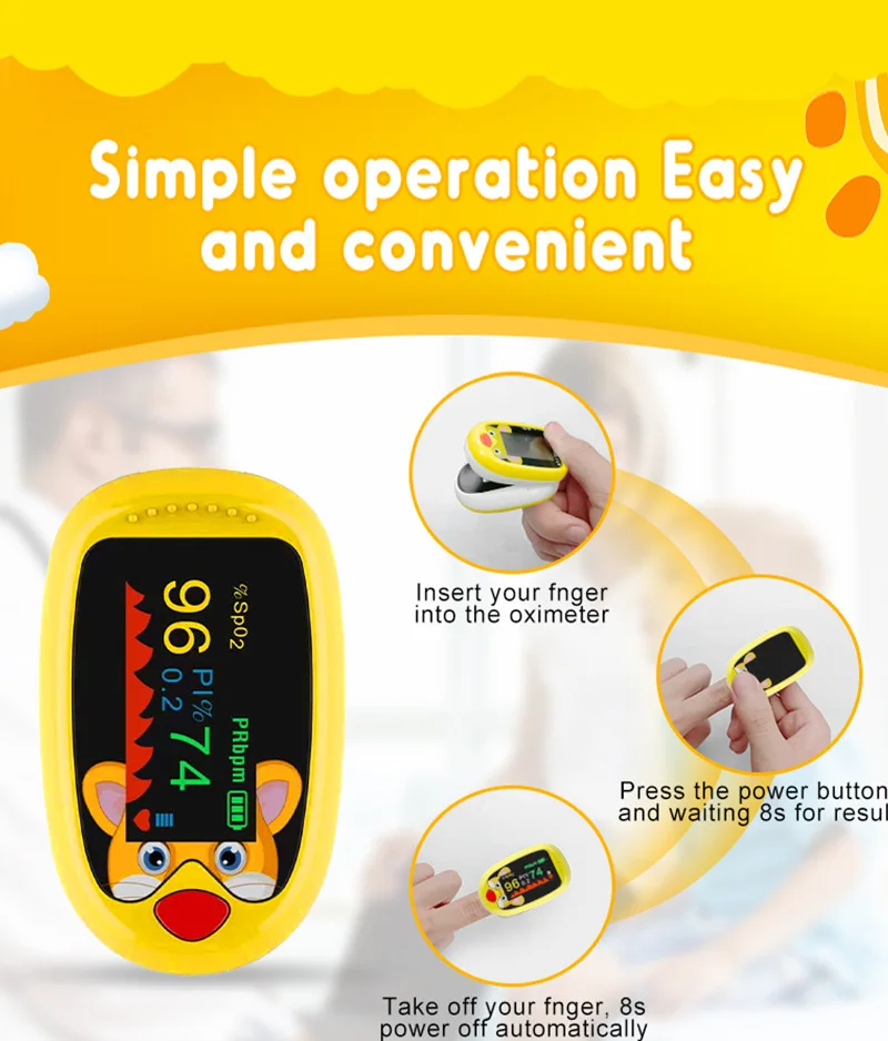 USB Pediatric Oximeter Finger Blood Oxygen Monitor for Children Pulse Oximeter OLED Digital Oximetro Home Medical