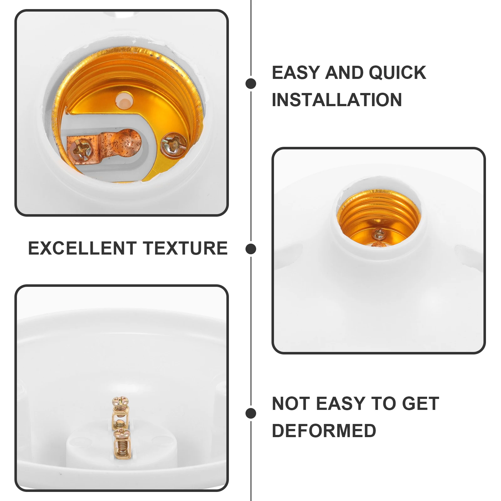 

10 Pcs LED Flat Lamp Holder Bulb E27 Light Socket Base Copper Sockets for Bulbs