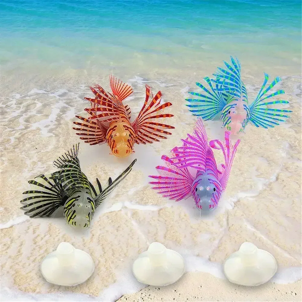 Aquarium Künstliche Leuchtende Lionfish Aquarium Landschaft Silikon Gefälschte Fische Schwimmende Glow In Dark Ornament Hause Dekoration