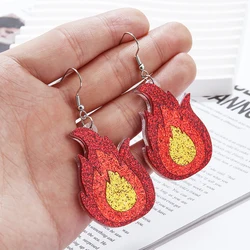 New Long flame shaped pendant acrylic double stitched jewelry style exaggerated Irregular earrings personality