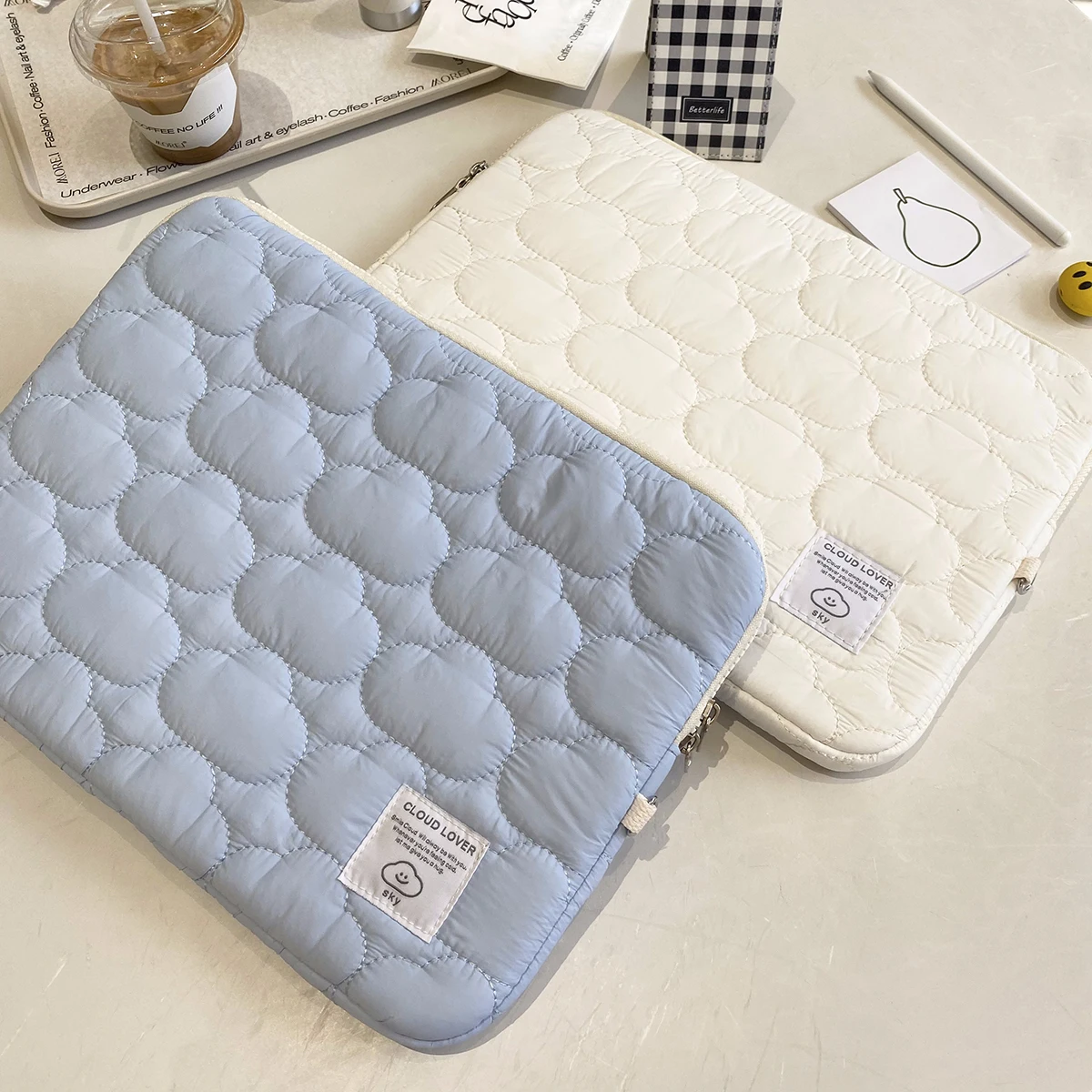 Fluffy Cloud Quilted Computer Sleeve Bag, Gentle Ins-Style Lightweight Shockproof Laptop Protective Cover, iPad Protective Case, Laptop Storage Bag 10～11/13～14/15～ 15.6inch