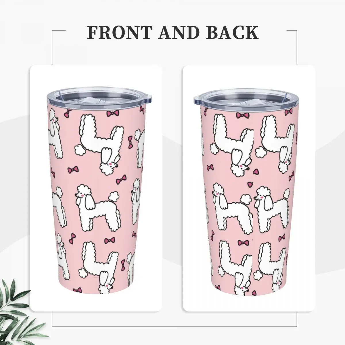 Cute Poodle Dog Insulated Tumbler with Straws and Lid Animal Dogs Stainless Steel Travel Coffee Mug 20 Oz Double Wall Mugs