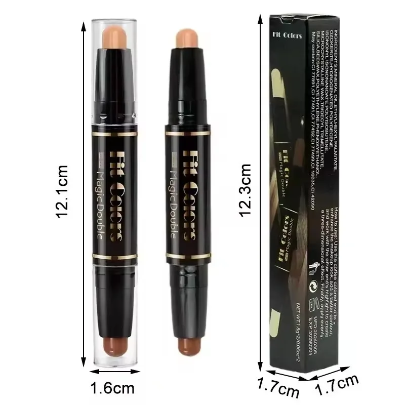 Double HEAD Highlight ปากกา Face Make Up Liquid กันน้ํา Contouring Foundation Contour แต่งหน้าคอนซีลเลอร์ Stick ดินสอเครื่องสําอาง