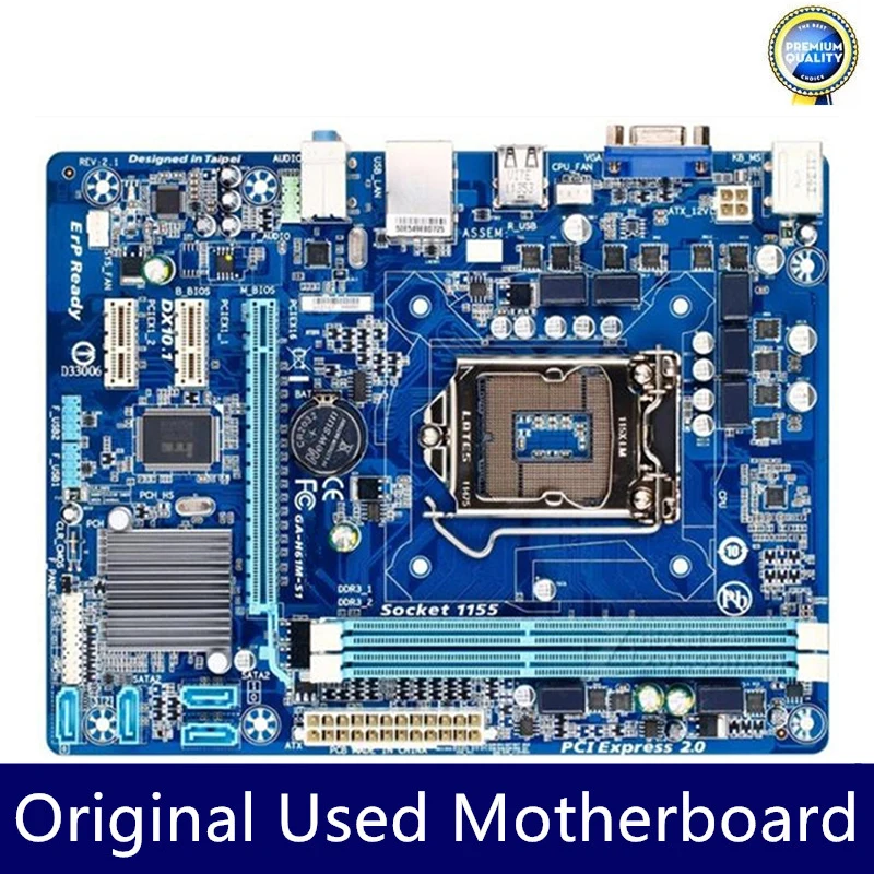 For Used GA-H61M-S1 H61M-S1 Desktop Motherboard H61 Socket LGA 1155 i3 i5 i7 16GB DDR3 Original Mainboard