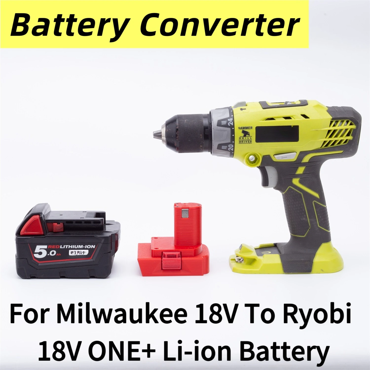 

Battery Converter For Milwaukee 18V Li-ion Battery to Ryobi 18V ONE+ Li-ion Adapter Power Tools Accessories（Adapter Only）
