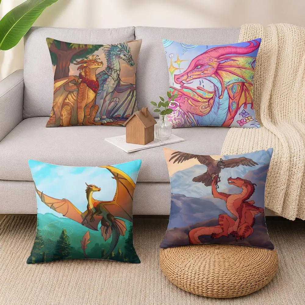 Novel W-Wings Of Fire Cushion Cover Wrinkle-Resistant Short Plush Cushion Covers Breathable Machine-Washable