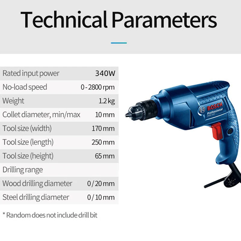 Bosch GBM345 Hand Electric Screwdriver Drill Household Multi-Function 220V DIY Woodworking Steel Hole Drill Original Power Tools