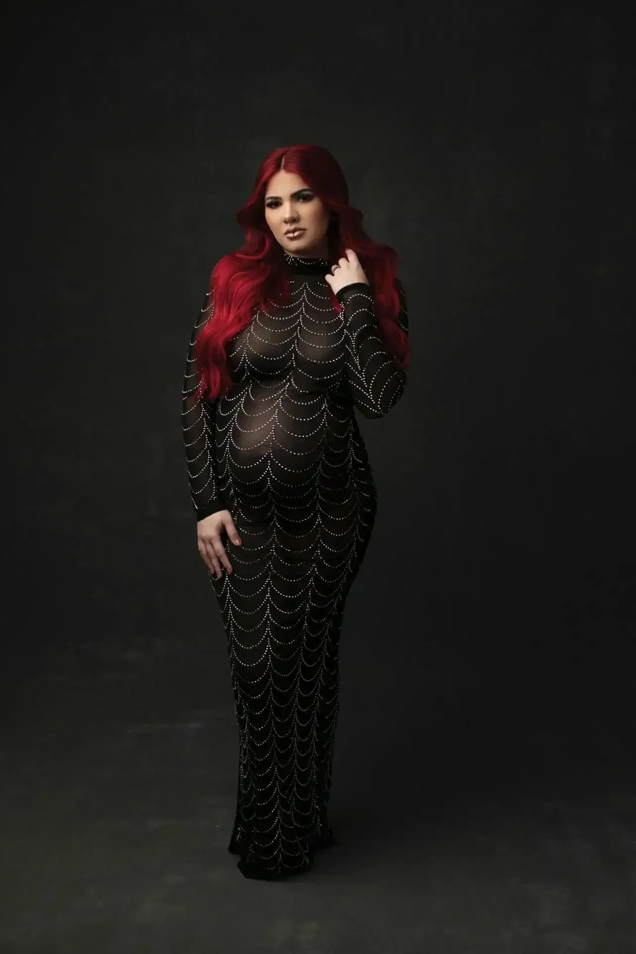 Women Sexy Mesh Long Maxi Maternity Dress Pregnant Hot Drill Dress Photography Prop See Through Dress