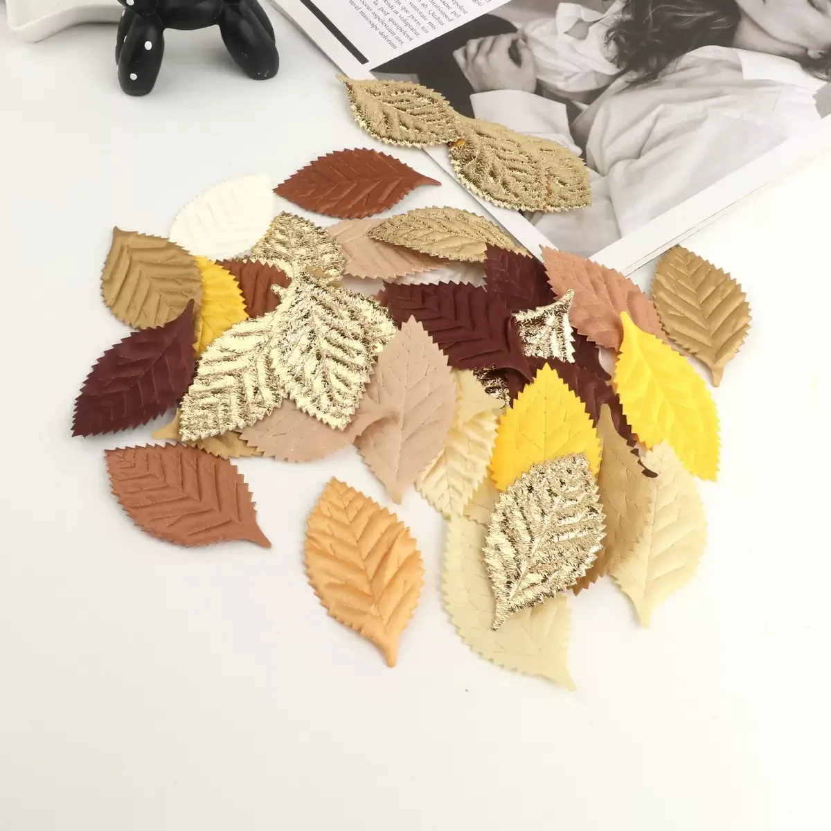 100pcs Mix Colors Leaf Patch Artificial Silk Leaves For Wedding Party Scrapbook Decoration Fake flower leaf DIY Accessory