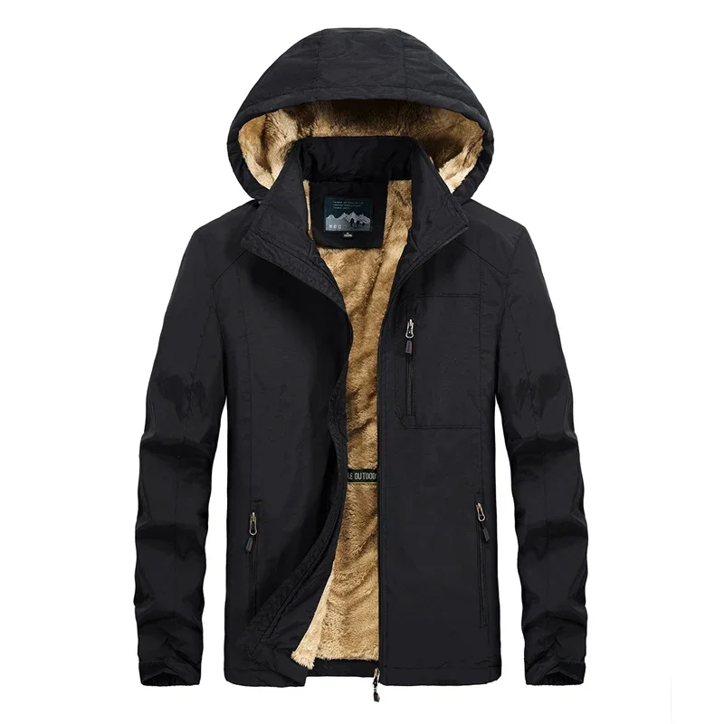 

Camping Coat Softshell Man Clothes Winter Hooded Zip-Up Jacket Military fleece warm Jacket Men Casual Windbreaker Waterproof