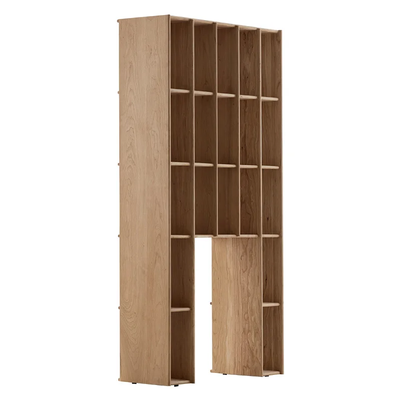 

LTT solid wood shelf floor-to-ceiling multi-layer grid student office simple Nordic transparent bookshelf