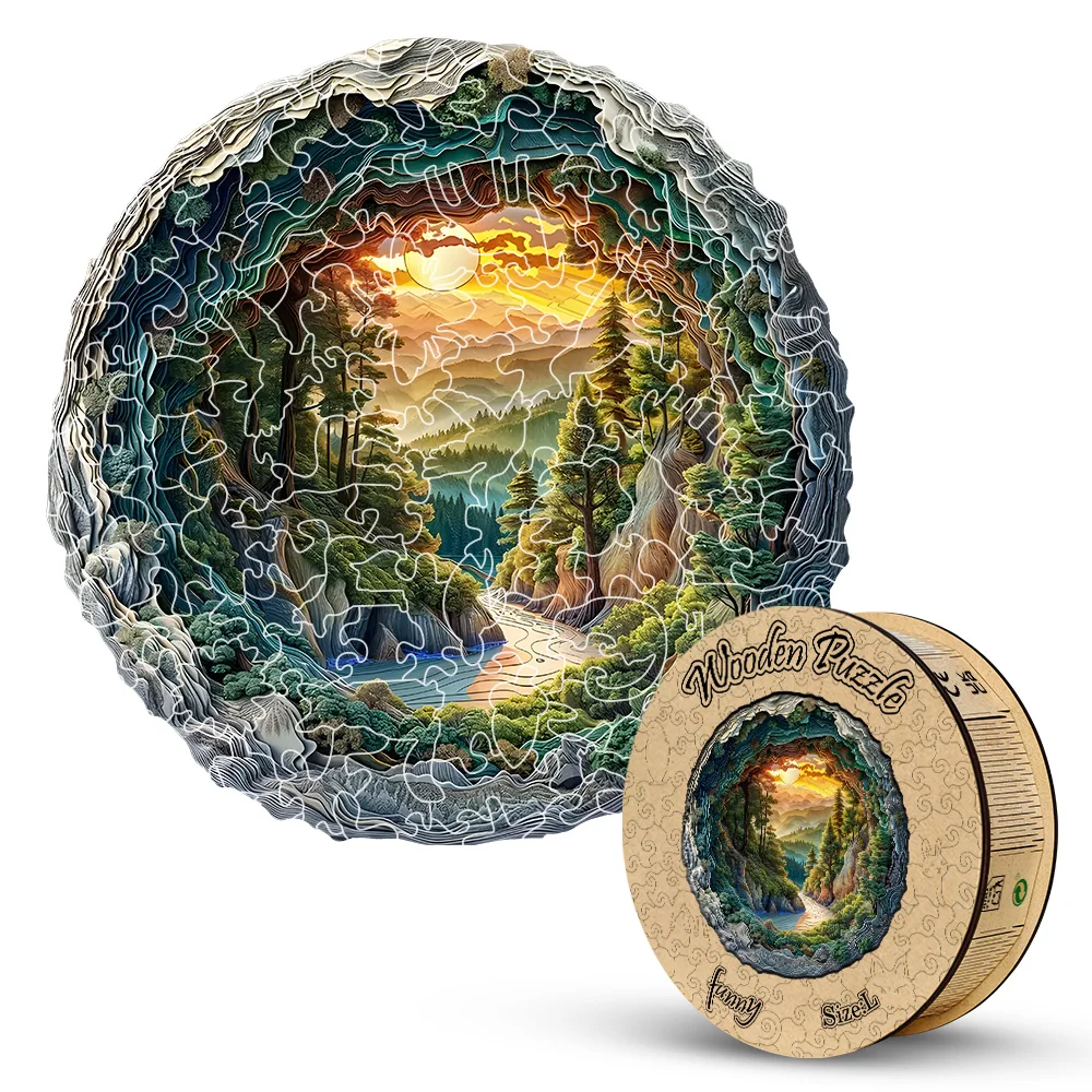 Premium 3D Wooden Landscape Puzzle - Artistic Mountain & River Design | Educational Brain Teaser for Adults & Family