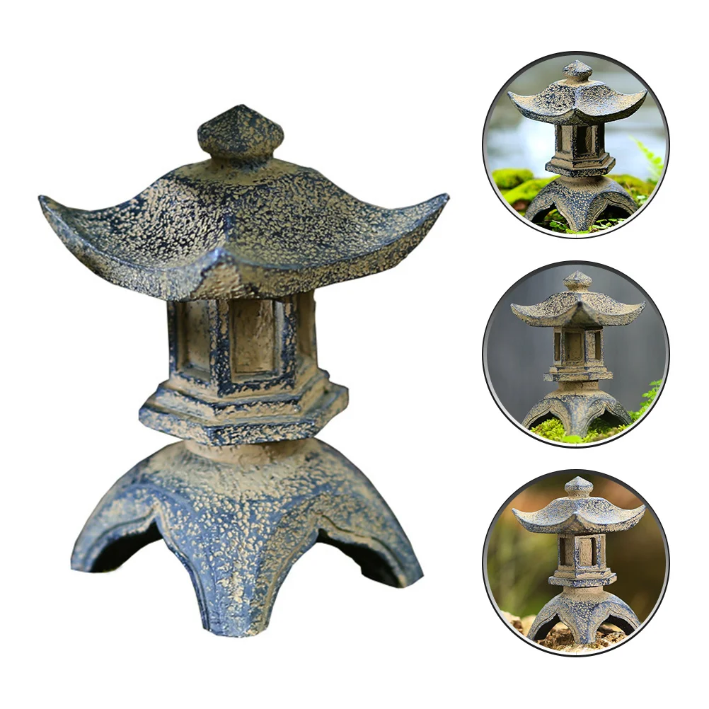 

Resin Small Chinese Pagodas Ornament Garden Decorative Statues Landscape Adornments Miniature Bonsai Pavilion Micro House Flower