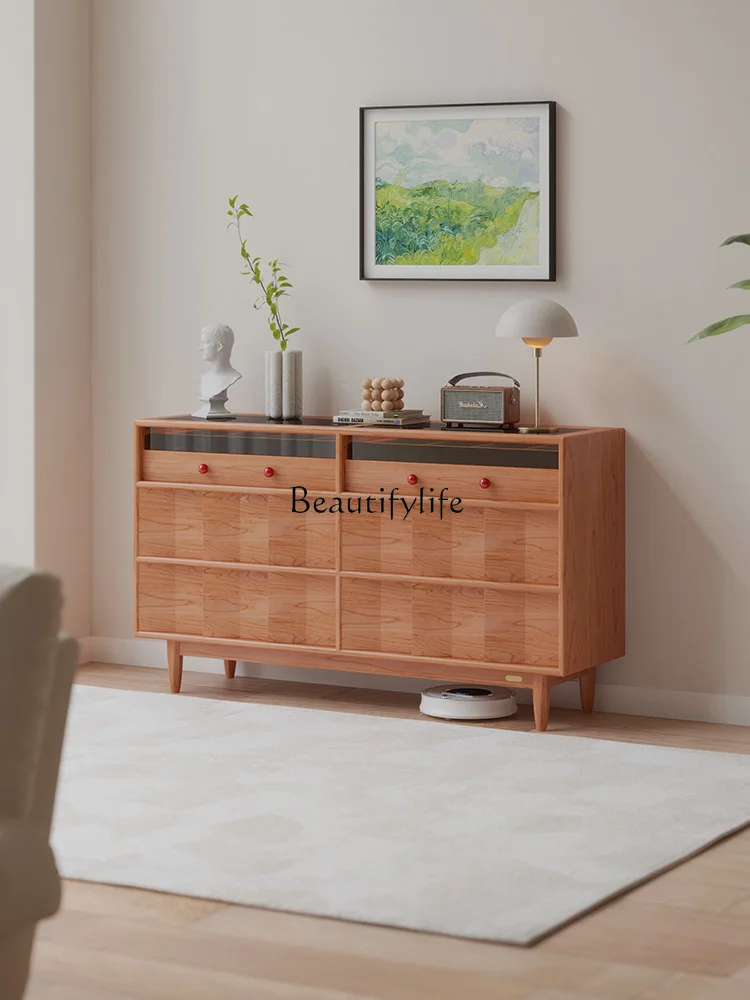 Solid Wood Six-Bucket Robot Cabinet Cherrywood Dining Side Storage Cabinet