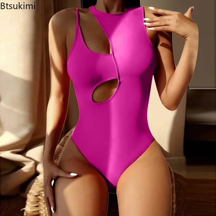 2025 feminino sexy biquinis de uma peça oco para fora maiô para gilrs irregular bodysuit alça de ombro único roupas de praia feminino