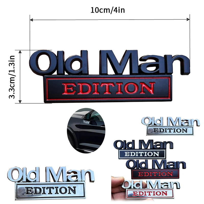 

3D металлический значок-наклейка для автомобиля Old Man Edition, эмблема автомобиля, грузовик, внедорожник, мотоцикл, забавная всепогодная наклейка с именной табличкой