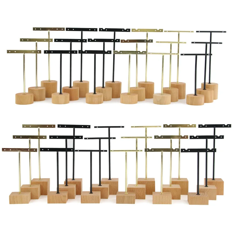 3pcs/lot Jewelry Display for earrings T-Bar Wooden Base Earrings Rack Holder Earrings Organizer Showcase Ear Studs Stand