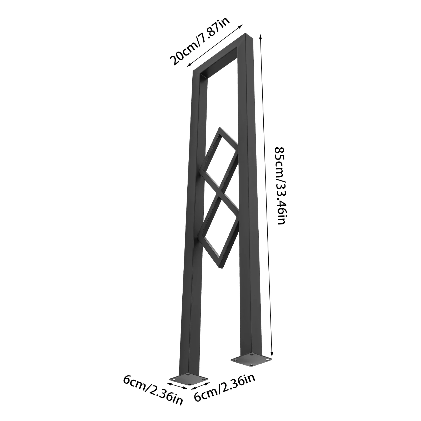 Corrimano per scale a forma di U in acciaio al carbonio nero, ringhiera per scale decorativa a forma di diamante, corrimano per scale a pavimento, 7,87 * 33,46 pollici