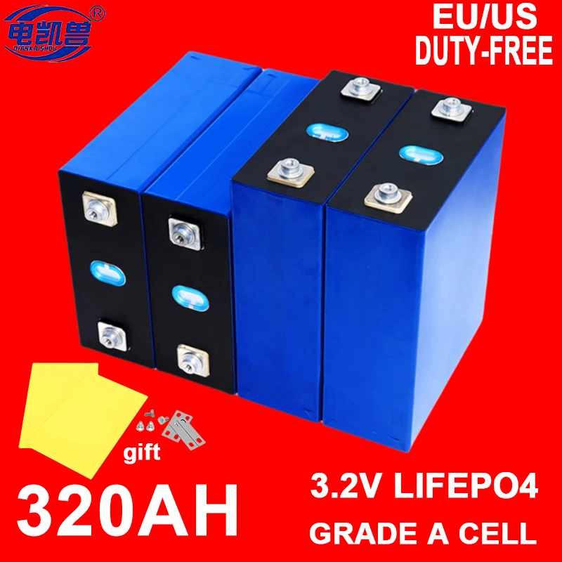 

320Ah LiFePO4 Battery 3.2V Rechargeable Lithium Iron Phosphate Cell DIY 12V 24V 48V RV EV Golf Cart 6000+ Cycles Grade A Cells