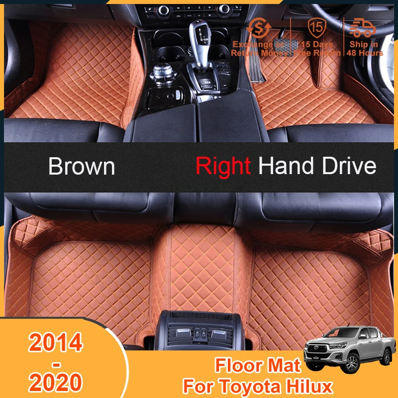

2014-2020 Floor Mats Carpets for Toyota Hilux 2020 2019 2018 2017 2016 2015 2014 Accessories Right Hand Drive Leather Foot Pad