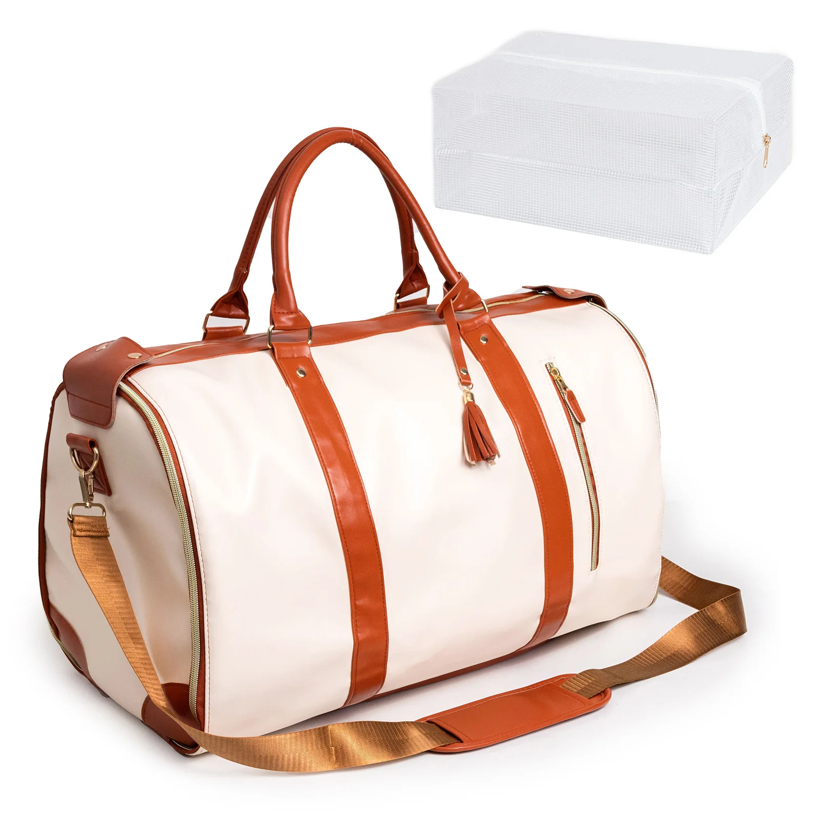 Retro Travel Handbag Folding Clothing Duffel Bag Outdoor Fitness Bag Multi-functional Side Buckle Travel Bag