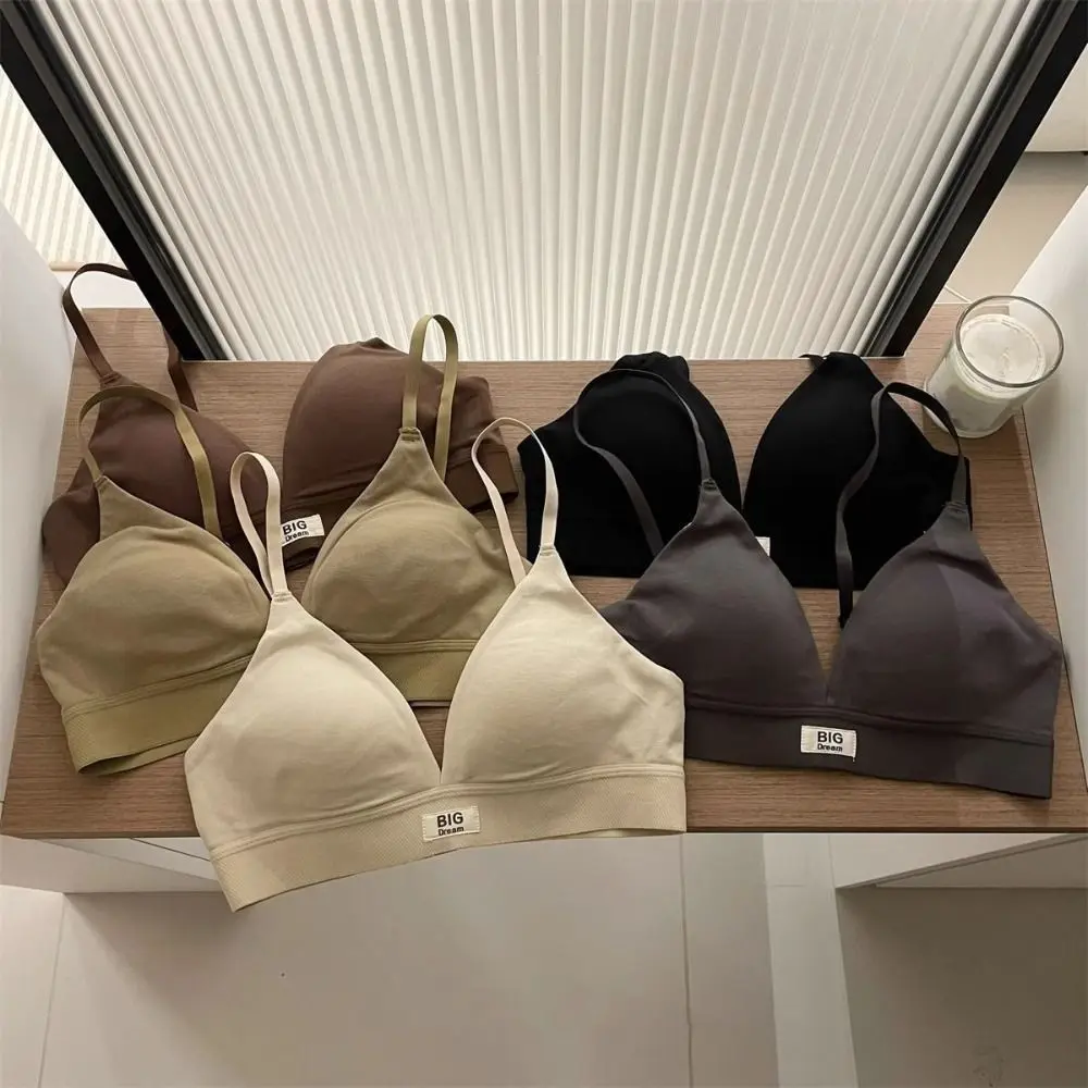 

Fashion Letter Wireless Deep V Bra Shockproof Lingerie Brassiere for Women Anti-sagging Adjustable Push Up Underwear Girls