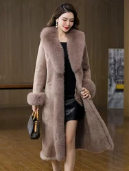 Rabbit  Fur Coat Women 2022 Winter New Temperament Fashion Fox Fur Collar Jacket Female Casual Large Size Long Thick Warm Parkas