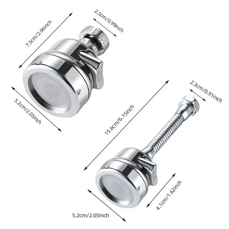 Tap Nozzle Kitchen Sink Faucet Booster Sprayer Head 3 Water Outlet Modes 360-degree Rotation