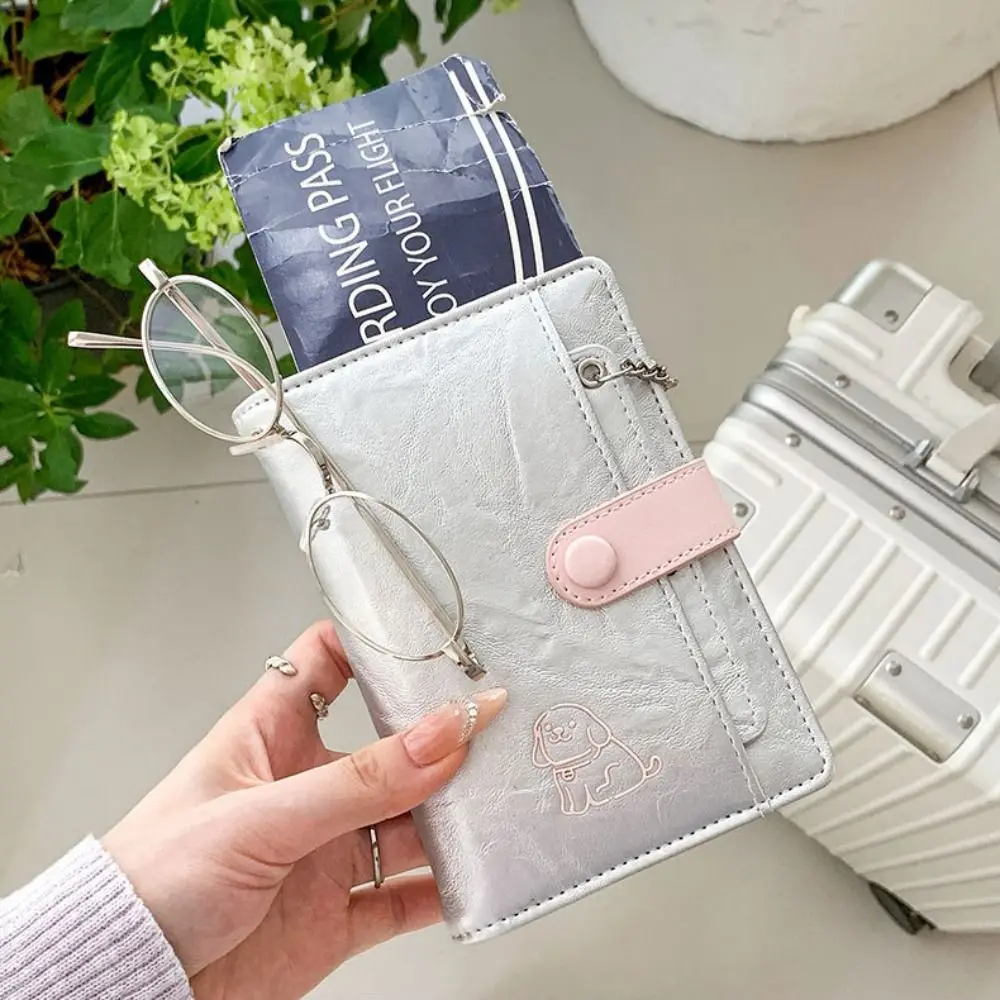 Creative Card Holder PU Passport Bag Cute Puppy Purse Passport Clip Card Case Ticket Holder Card Storage Bag Travel Accessories