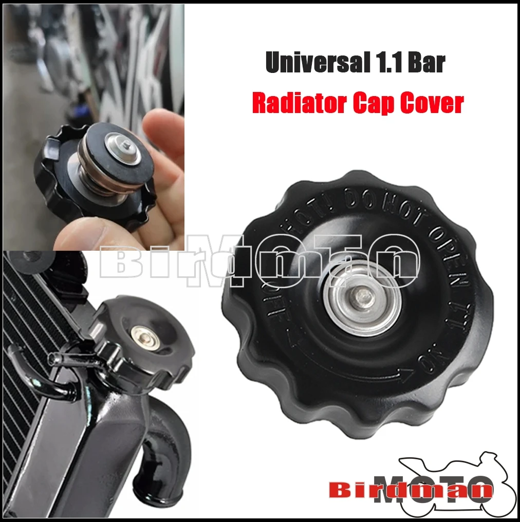 For Kawasaki Supersport Street Touring Cruisers Motorcycle Iron Radiator Cap Design Universal 1.1 Bar Radiator Cap Cover Black