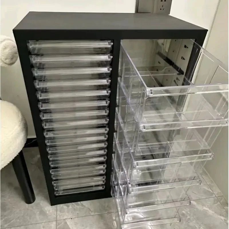 Makeup storage and finishing A4 file cabinet removable nail salon special flat bottom multi-layer transparent storage cabinet