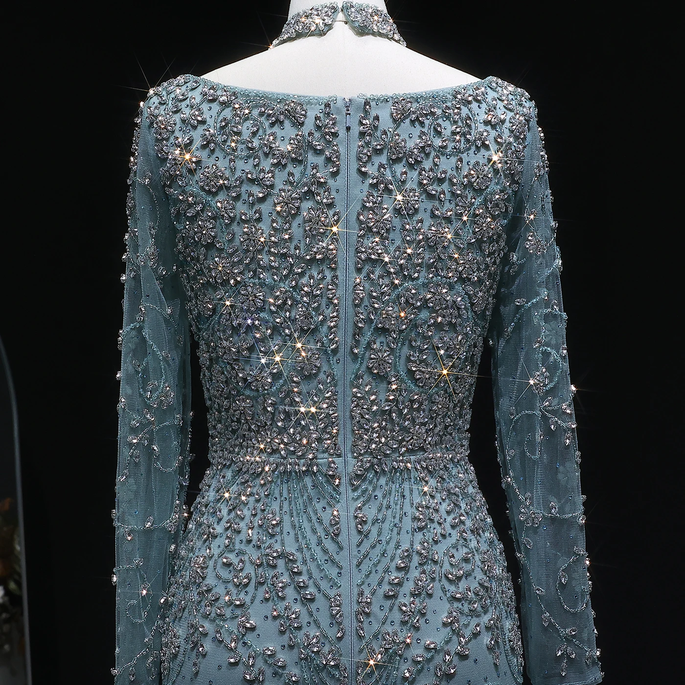 Sharon Said Luxuriöses Arabisches Dubai Rosa Meerjungfrauenkleid mit Langen Ärmeln, Perlenbesetztes Formelles Abendkleid für Hochzeit, Party, Ball, SS181 Maßanfertigung – Detail 33