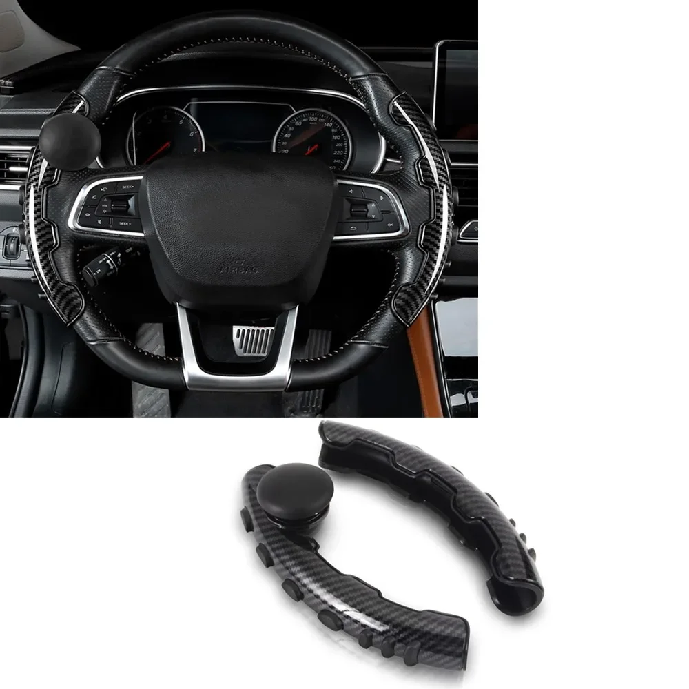 

2PCS Car Steering Wheel Cover Non-Slip Carbon Fiber Car Steering Wheel Cover Protective with Handle Ball Grip Booster Cover