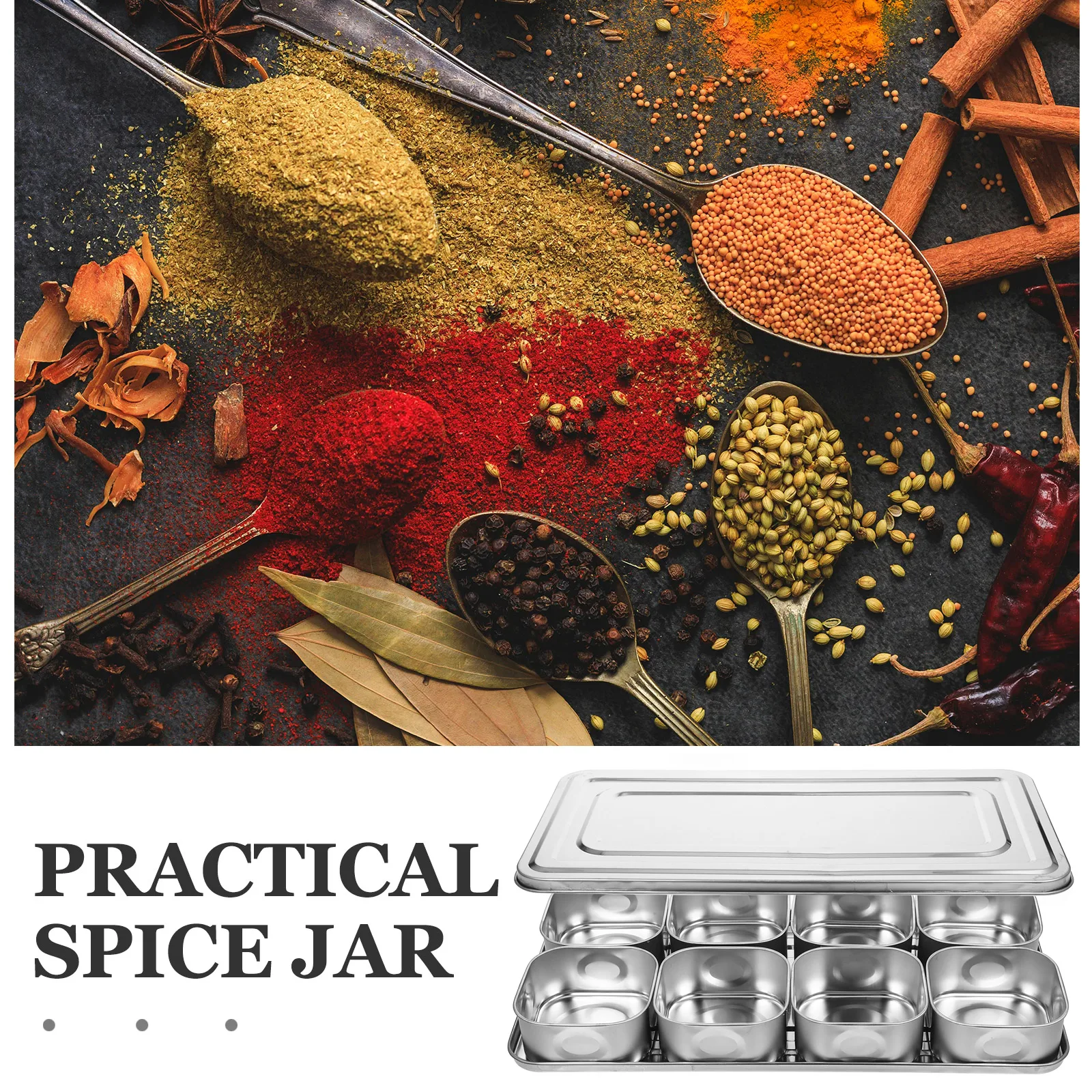 

Seasoning Box with Lid Organizer Jar Spice Container Kitchen Condiment Jars Cover