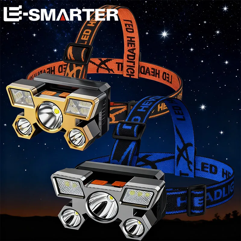 

5LED Headlamp Super Bright LED Portable Flashlight Light with Rechargeable Battery for Camping Hiking Fishing Adventure