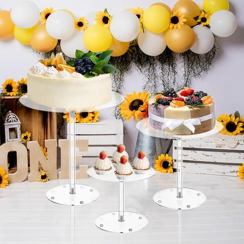 Wedding Cake Stand 3 Pieces Clear Cake Display Stand Dessert Table Display Set Round Tier Cake Stand For Desserts Candies